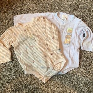 2 6-9month long sleeve onesies (minor staining)